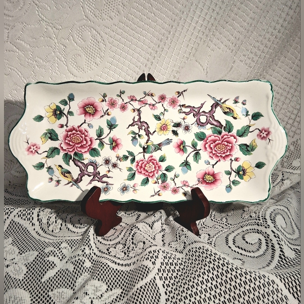 James Kent "Chinese Rose" Rectangular  Decorative Plate - Flowers & Birds 6247